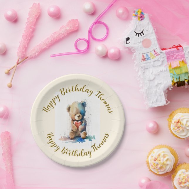 Prato De Papel Festa de aniversário do Urso de Teddy (Festa)