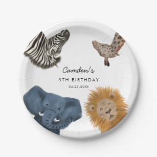 Prato De Papel Festa de aniversário do Zoo Safari Boy