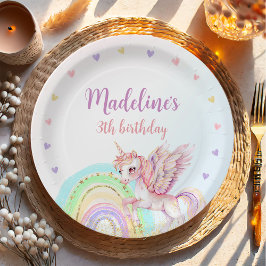 Prato De Papel Festa de aniversário Dourada Mágica do Arco-Íris U