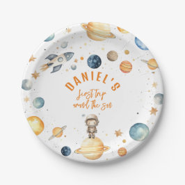 Prato De Papel Festa de aniversário Espacial Primeira Viagem Em T
