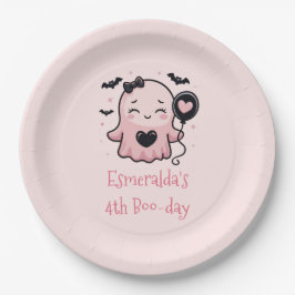 Prato De Papel Festa de aniversário Fantasma de Halloween Rosa Bo