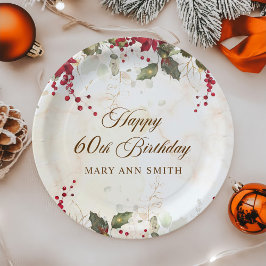 Prato De Papel Festa de aniversário Floral do Red Poinsettia