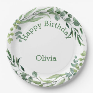 Prato De Papel Festa de aniversário floral em aquarela