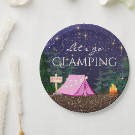 Prato De Papel Festa de Aniversário Glamping para Meninas