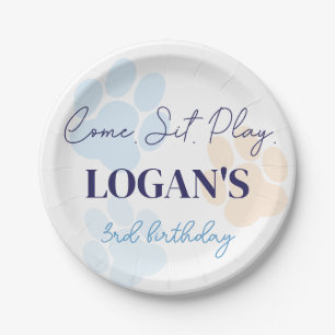 Prato De Papel Festa de aniversário Impressa de Cachorro Laranja