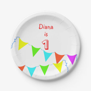 Prato De Papel Festa de aniversário infantil colorida