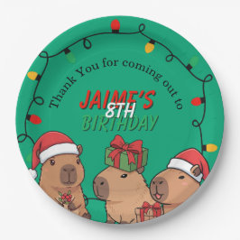 Prato De Papel Festa de Aniversário Luzes de Natal de Capivara