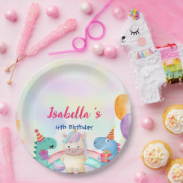 Prato De Papel Festa de aniversário mágica bonita do arco-íris Di