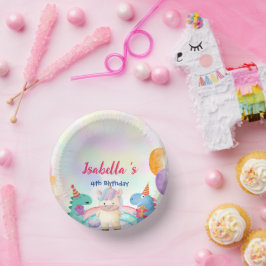 Prato De Papel Festa de aniversário mágica bonita do arco-íris Di