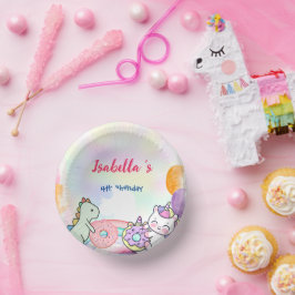 Prato De Papel Festa de aniversário mágica bonita do arco-íris Di