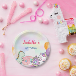 Prato De Papel Festa de aniversário mágica bonita do arco-íris Di