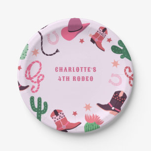 Prato De Papel Festa de aniversário Ocidental de Cowgirl Rodeo