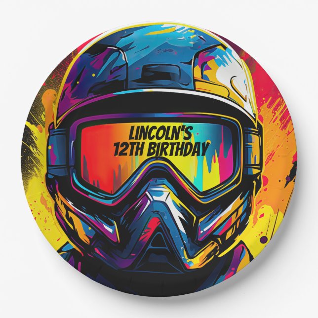 Prato De Papel Festa de aniversário Paintball Personalizada (Frente)