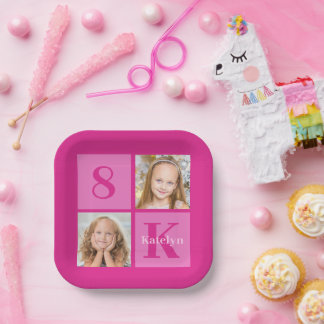 Prato De Papel Festa de aniversário Personalizada de Colagem de F