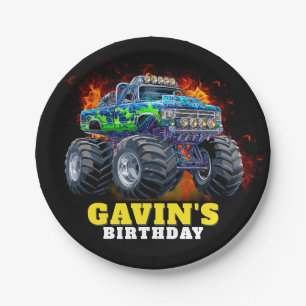 Prato De Papel Festa de aniversário Personalizada Monster Truck