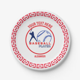 Prato De Papel Festa de aniversário Red Blue Baseball Girl