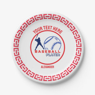 Prato De Papel Festa de aniversário Red Blue Baseball Girl