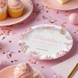 Prato De Papel Festa de Aniversário Rosa Spa Party