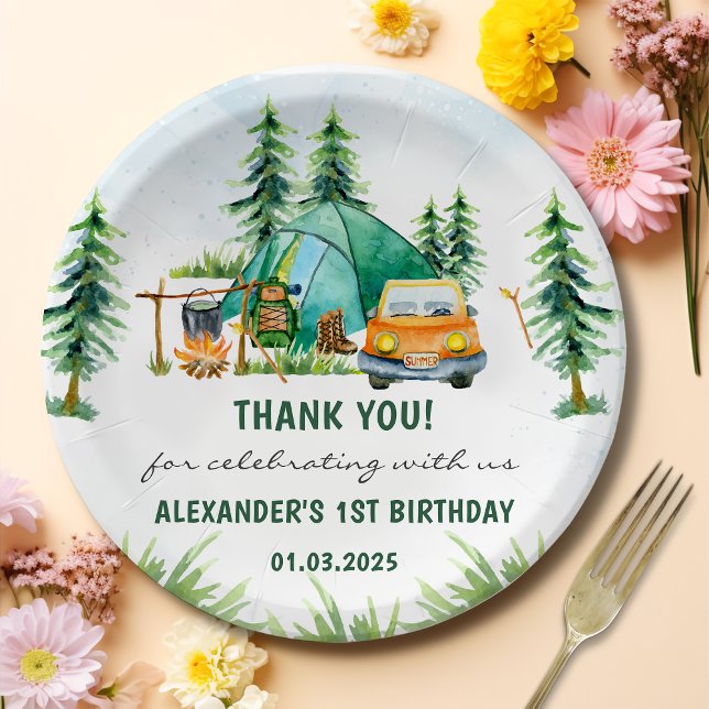 Prato De Papel Festa de aniversário russa de Camping Mountain (Criador carregado)