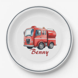 Prato De Papel Festa de aniversário superior do caminhão de bombe