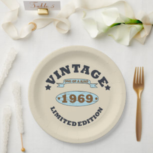 Prato De Papel Festa de aniversário vintage nascida em 1969