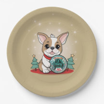 Festa de Ano Novo Engraçado do Bulldog Francês