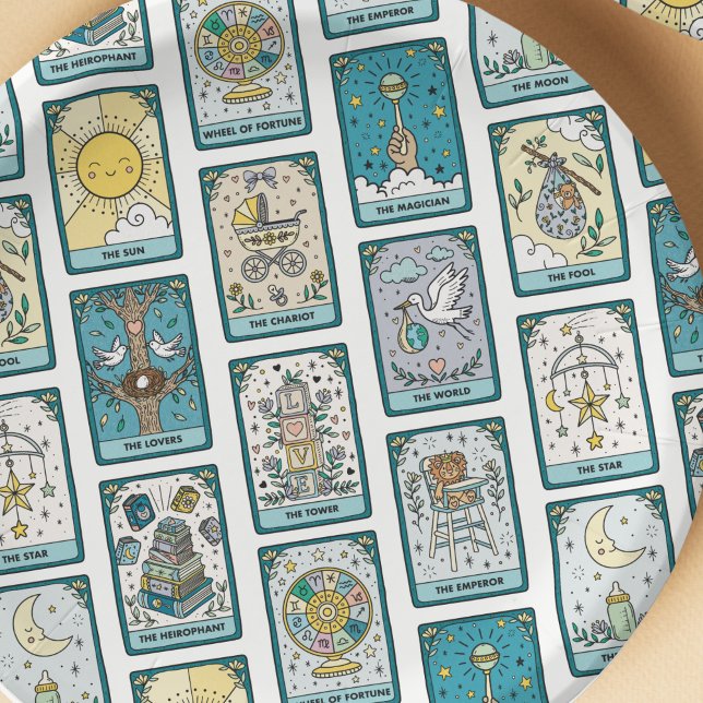 Prato De Papel Festa de Bebê com Tema de Tarot  (Criador carregado)