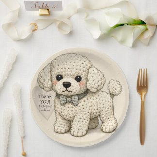 Prato De Papel Festa de Cachorrinho de Poodle Adorável Ilustração