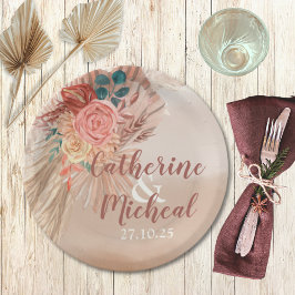 Prato De Papel Festa de casamento Chic Pampas Grass Terracotta Bo