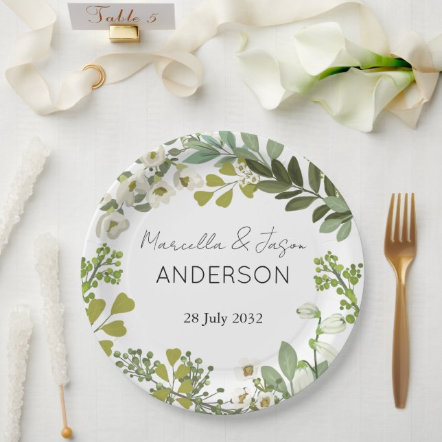 Prato De Papel Festa de casamento de Verrugas de Folhagem do Jard (Casamento)