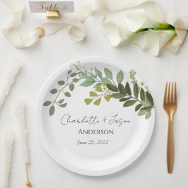 Prato De Papel Festa de casamento de videiras de folhagem de jard