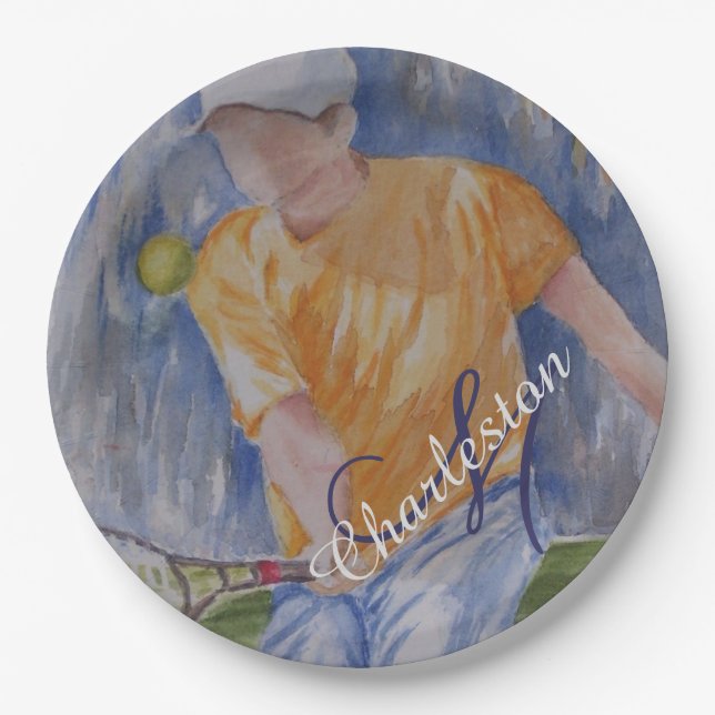 Prato De Papel Festa de Celebração de Aniversário de tênis (Frente)