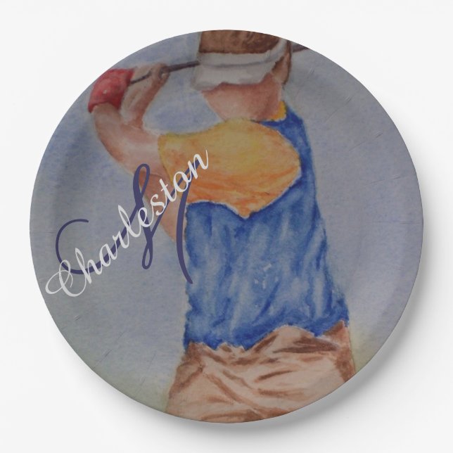 Prato De Papel Festa de Celebração de Golfe (Frente)