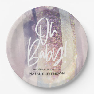 Prato De Papel Festa de chá de fraldas de garota roxa