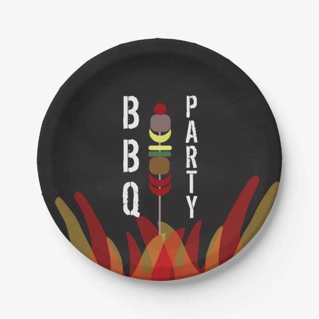 Prato De Papel Festa de cozinha de CHURRASCO (Frente)