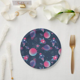 Prato De Papel Festa de Crianças Perdidas no Espaço