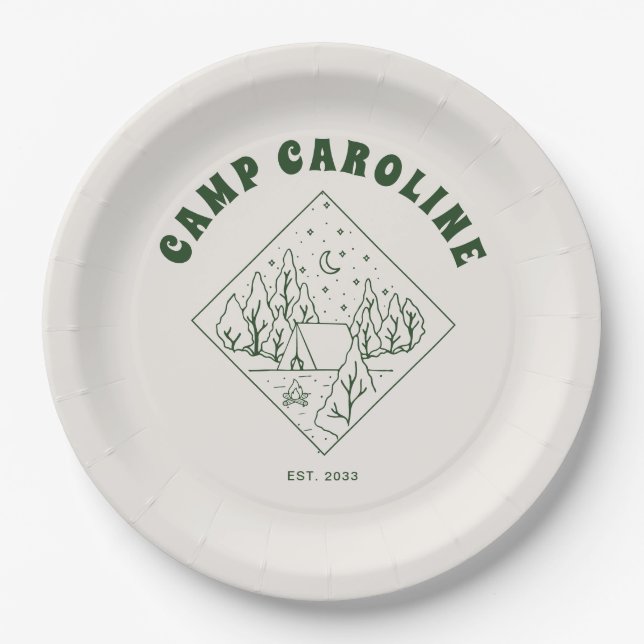 Prato De Papel Festa de Despedida de Solteira Tema Acampamento (Frente)