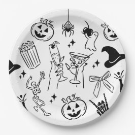 Prato De Papel Festa de Dia das Bruxas Desenhado à Mão