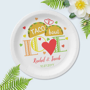 Prato De Papel Festa de Engajamento Colorida Taco Sobre Amor