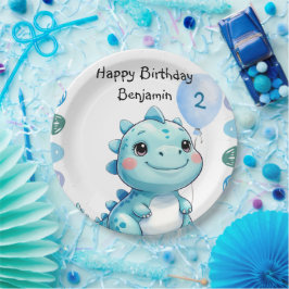 Prato De Papel Festa de Feliz Aniversário do Bonito Raio Dinossau