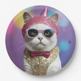 Prato De Papel Festa de feliz ano novo - Gato em Disguise