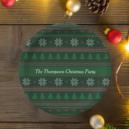 Prato De Papel Festa de Feriado Verde Personalizado de natais vin