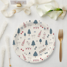 Prato De Papel Festa de Fim de Semana Apres Ski com Champanhe Ros