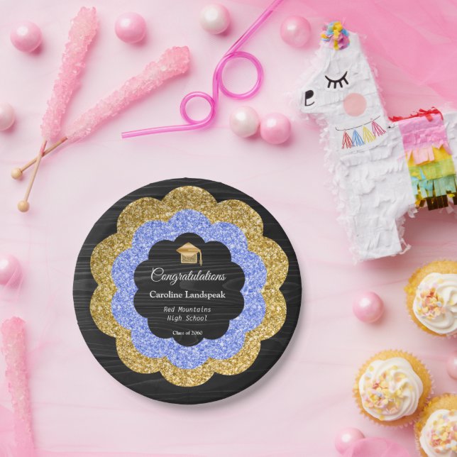 Prato De Papel Festa de formatura Dourada Floral Elegante (Festa)