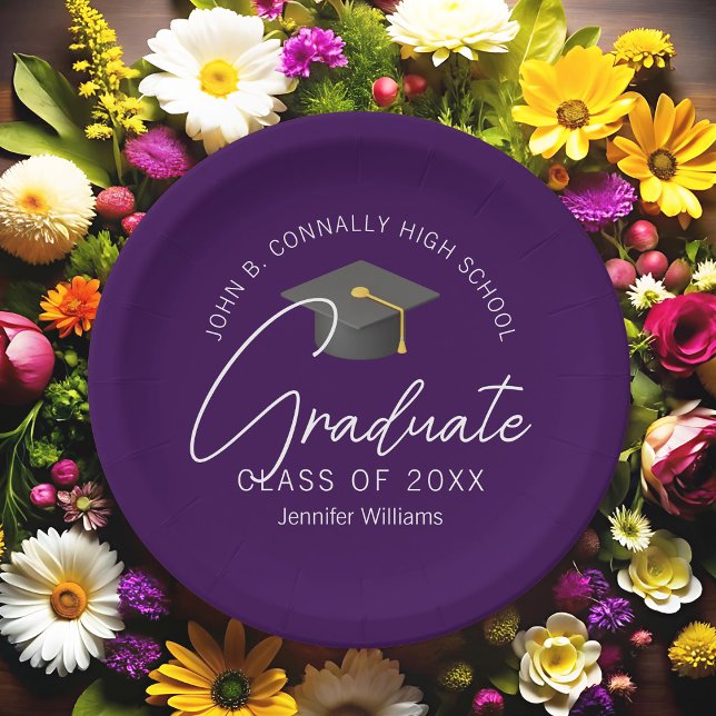 Prato De Papel Festa de formatura Formando Roxo Escuro Personaliz (Criador carregado)