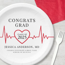 Prato De Papel Festa de formatura Médica Elegante