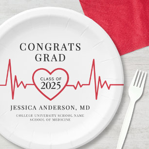 Prato De Papel Festa de formatura Médica Elegante