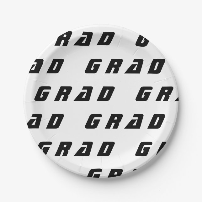 Prato De Papel Festa de formatura Preta e Branca (Frente)