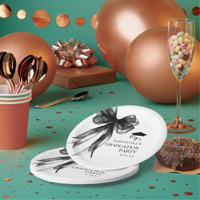 Prato De Papel Festa de formatura preto moderno (Múltiplo)