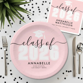Prato De Papel Festa de formatura rosa formando